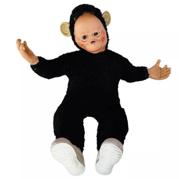 Vintage Monkey Rubber Ears Hands Face Lovable Toys Sleepy Eyes Chimp 22